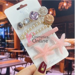 Clema pentru par metalica AGF013GG - Auriu cu Perle si Strasuri, Set 4 bucati